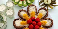 تزیین کباب تابه ای خانگی + تزیین کباب کوبیده مجلسی با برنج