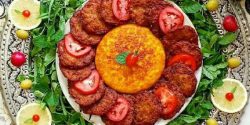 تزیین کتلت مجلسی و ساده + تزیین کتلت با خیارشور و گوجه