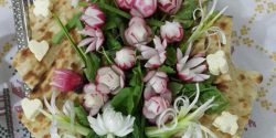 تزیین پیازچه و تربچه به شکل گل + تزیین پیازچه سبزی خوردن