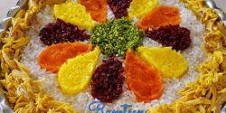 تزیین هویج پلو مجلسی با مرغ + تزیین برنج با هویج و زرشک