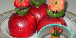 تزیین سیب درختی برای سبد میوه و مدرسه + میوه آرایی سیب زرد