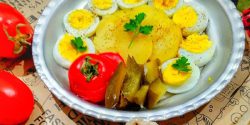تزیین تخم مرغ آب پز ساده با گوجه برای کودکان و مدرسه