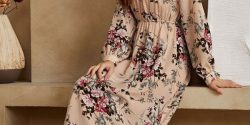 مدل لباس گلدار بلند و زنانه + مدل لباس گلدار برای افراد چاق