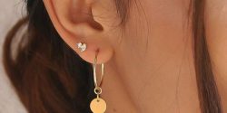 مدل گوشواره طلا حلقه ای آویز دار + گوشواره طلا حلقه ای کوچک
