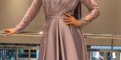 مدل لباس ساتن بلند و پوشیده + مدل پیراهن ساتن بلند مجلسی