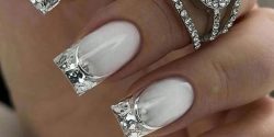 طراحی ناخن عروس سفید با نگین + ناخن عروس جدید اینستاگرام