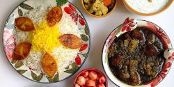 تزیین برنج بدون قالب + تزیین برنج ساده و زیبا به همراه مرغ