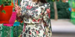 مدل لباس گلدار برای عید + مدل لباس با پارچه کرپ حریر گلدار