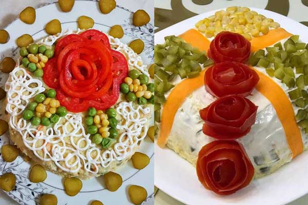 تزیین سالاد الویه ساده برای مدرسه تزیین سالاد الویه با هویج و خیارشور تزیین سالاد الویه تک نفره مجلسی تزیین سالاد الویه تک نفره برای تولد عکس تزیین سالاد الویه زیبا تزیین سالاد الویه در قالب ژله