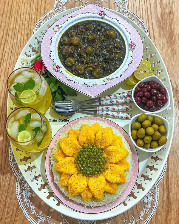 تزیین برنج توی دیس