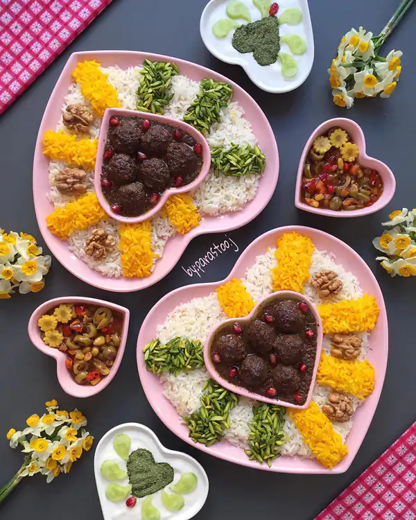 تزیین برنج توی دیس