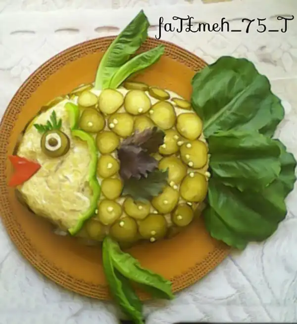 تزیین سالاد الویه ماهی