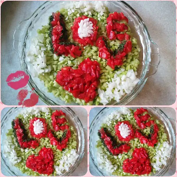 تزیین سالاد شیرازی در ظرف گرد
