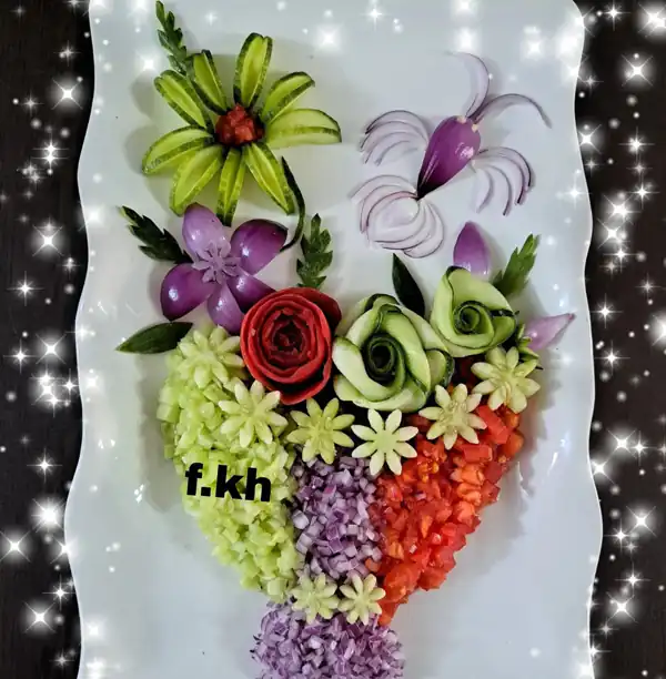 تزیین سالاد شیرازی شیک