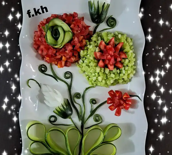 تزیین سالاد شیرازی شیک