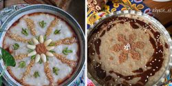 تزیین حلیم با دارچین و روغن به همراه کنجد برای صبحانه