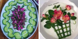 تزیین ماست برای عروس با استفاده از گل محمدی و خیار