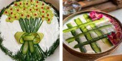 تزیین ماست مجلسی و شیک با استفاده از خیار و گل سرخ