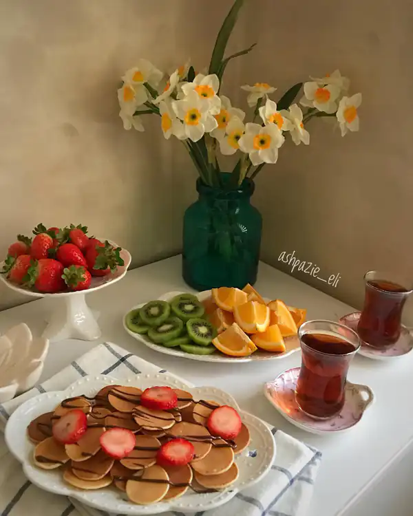 تزیین پنکیک با میوه