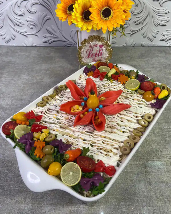 تزیین سالاد ماکارونی ساده
