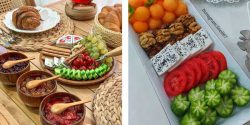 تزیین صبحانه پنیر گوجه خیار + ایده تزیین پنیر برای صبحانه