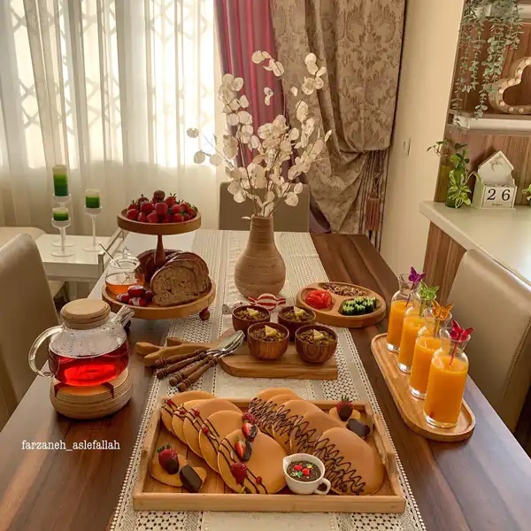 چیدمان میز صبحانه