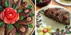 ایده تزیین کوکو سیب زمینی و کوکو سبزی با گوجه و خیارشور