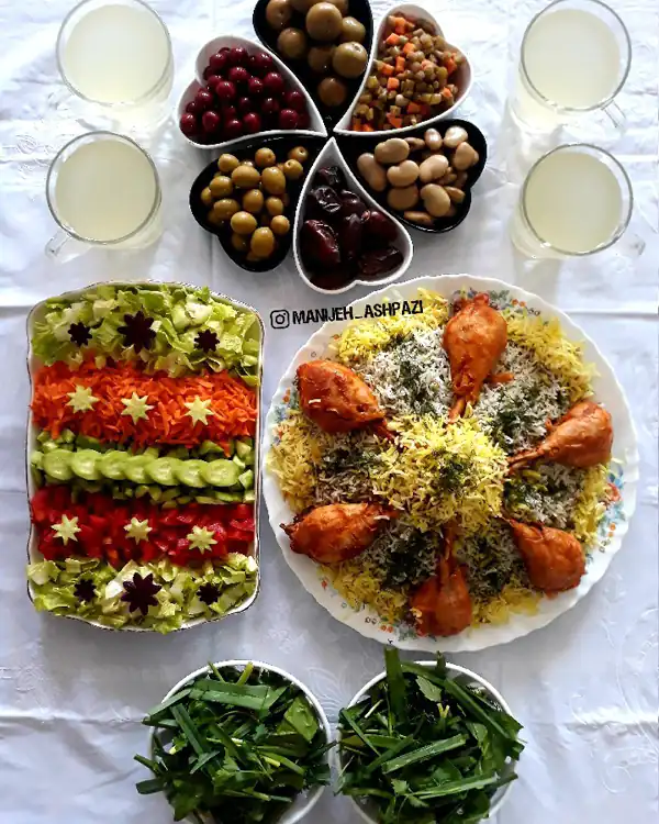 تزیین سبزی پلو با مرغ