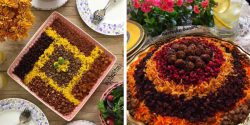 مدل تزیین عدس پلو با گوشت چرخ کرده در دیس گرد