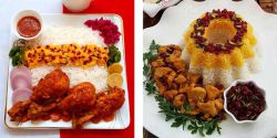 تزیین زرشک پلو مجلسی و ساده در دیس برای کنار مرغ