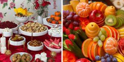 تزیینات شب یلدا ۱۴۰۳ برای میوه و تنقلات + عکس سفره شب یلدا