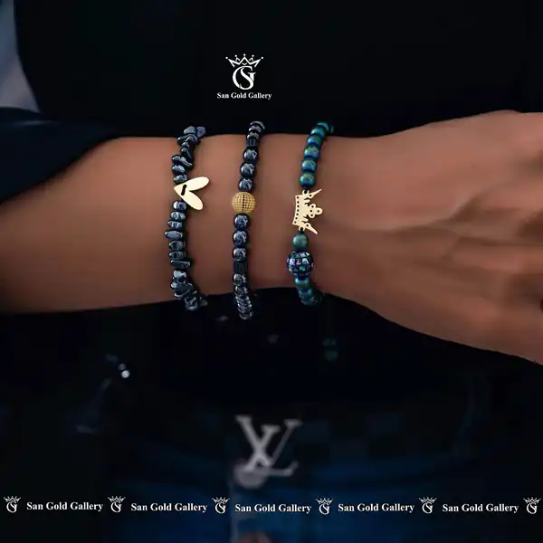 مدل دستبند مهره ای با طلا