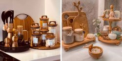 مدل چیدمان روی کابینت آشپزخانه برای دیزاین فضای مدرن
