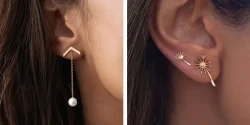 عکس جدیدترین مدل گوشواره طلا با طرح های میخی و حلقه ای