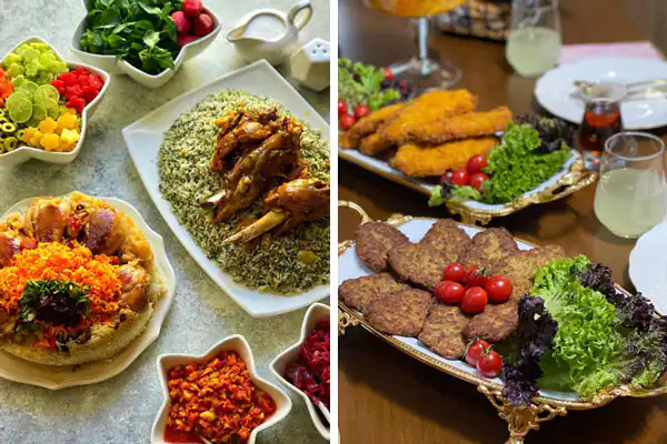 عکس میز شام لاکچری خارجی چیدمان میز شام سلف سرویس میز شام ساده و شیک چیدمان میز شام مهمانی چیدمان میز شام لاکچری میز شام ایرانی