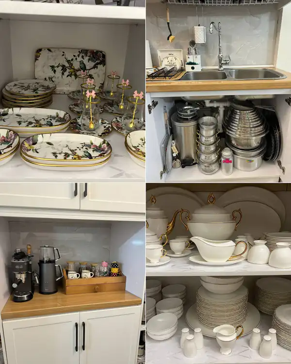 چیدمان داخل کابینت آشپزخانه ایرانی