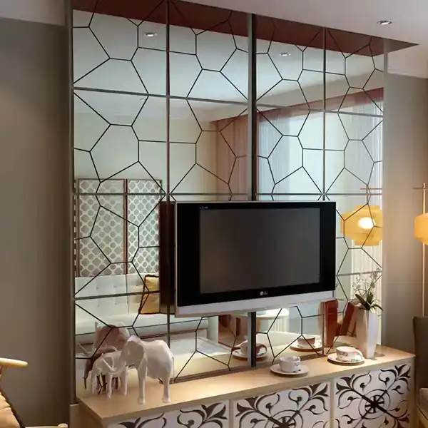 مدل آینه دکوراتیو پشت تلویزیون