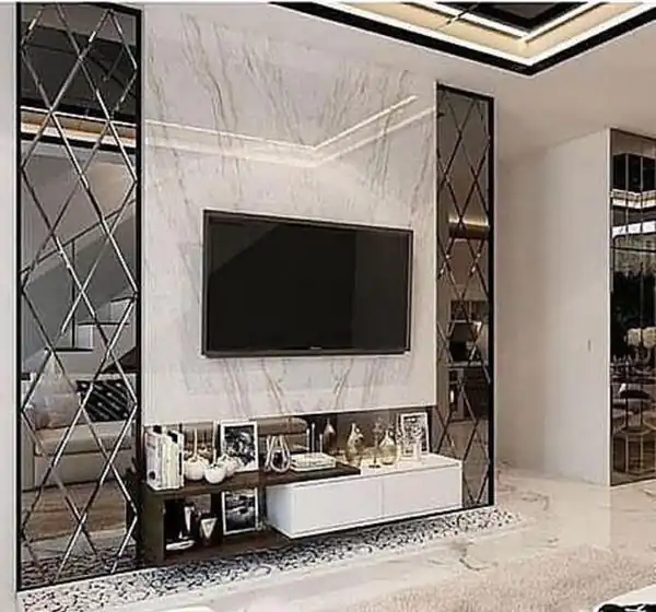 مدل آینه دکوراتیو پشت تلویزیون