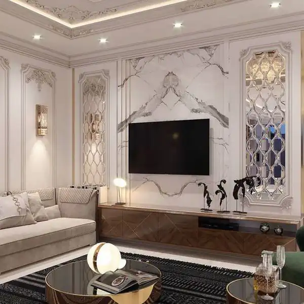 مدل آینه دکوراتیو پشت تلویزیون