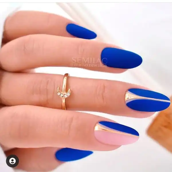 مدل ناخن آبی کاربنی
