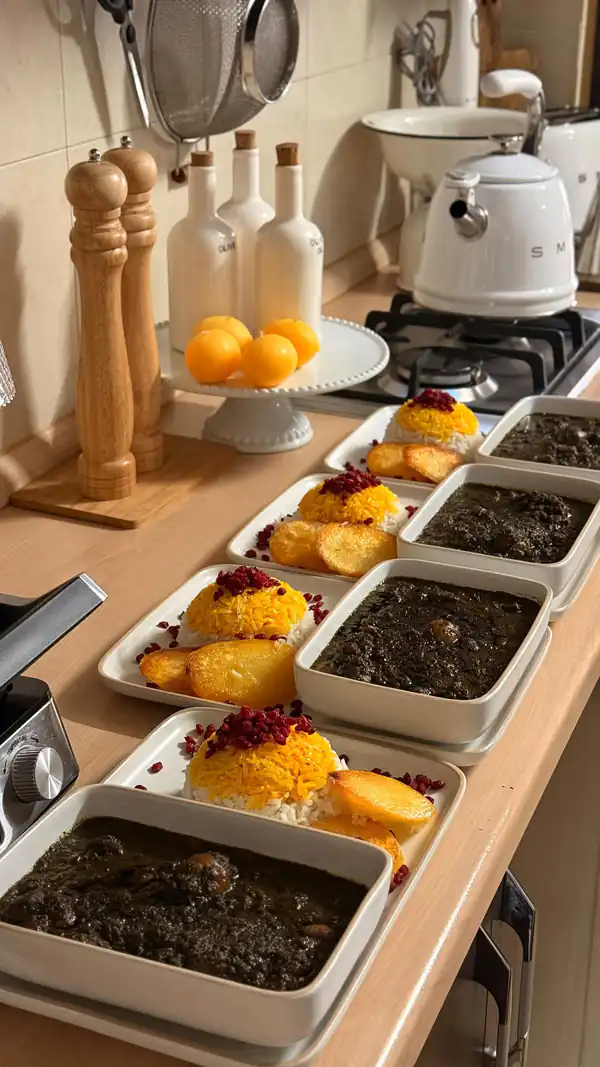 تزیین خورشت قورمه سبزی مجلسی