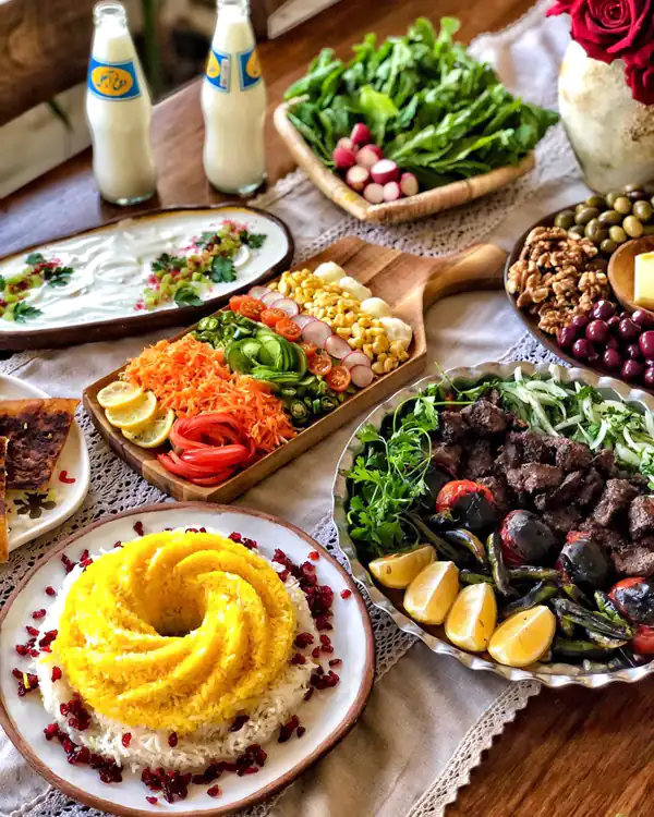 میز شام کباب و جوجه