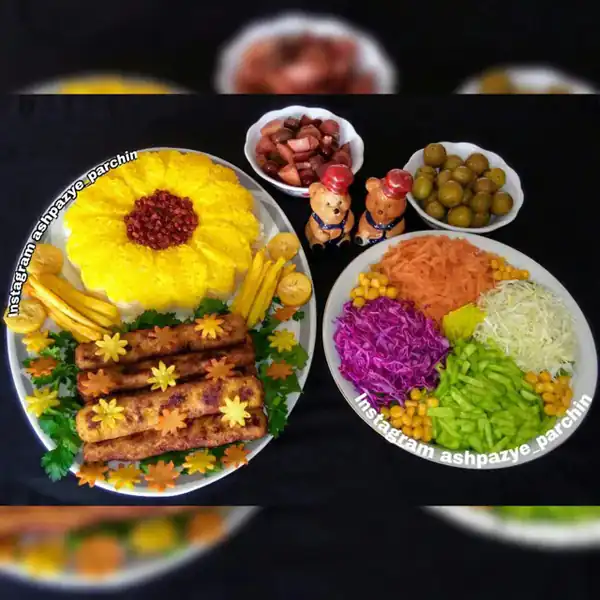 میز شام کباب و جوجه