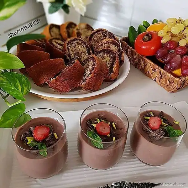 تزیین دسر شکلاتی