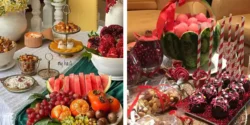 شیک ترین میز شب یلدا خانوادگی با تم قرمز و سبز برای امسال