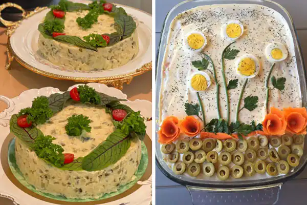 تزیین سالاد الویه ساده و شیک تزیین سالاد الویه جدیدترین تزیین سالاد الویه ساده برای مدرسه تزیین سالاد الویه با هویج و خیارشور تزیین سالاد الویه تک نفره برای تولد تزیین سالاد الویه کودکانه