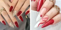 مدل ناخن قرمز شاین زنانه برای مهمانی ها و مراسم خاص