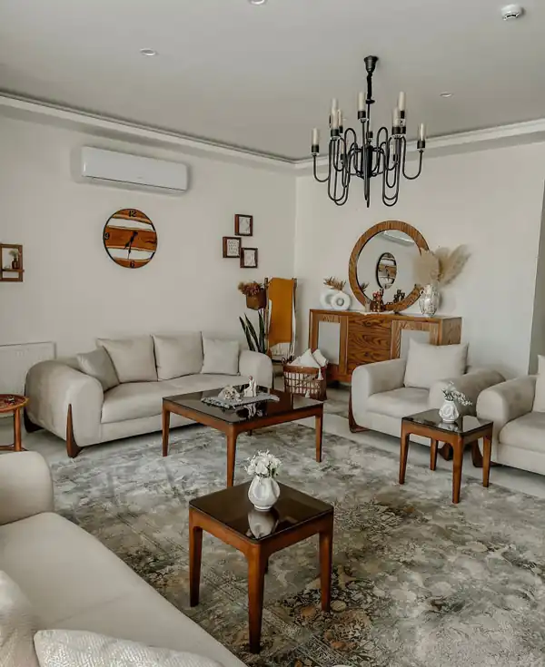 چیدمان مبل برای پذیرایی مربع
