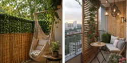 دیزاین بالکن منزل با ریسه و حصیر به شیوه ای مدرن و دلنشین
