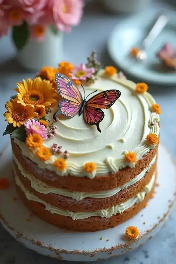 ایده تزیین کیک تولد با گل